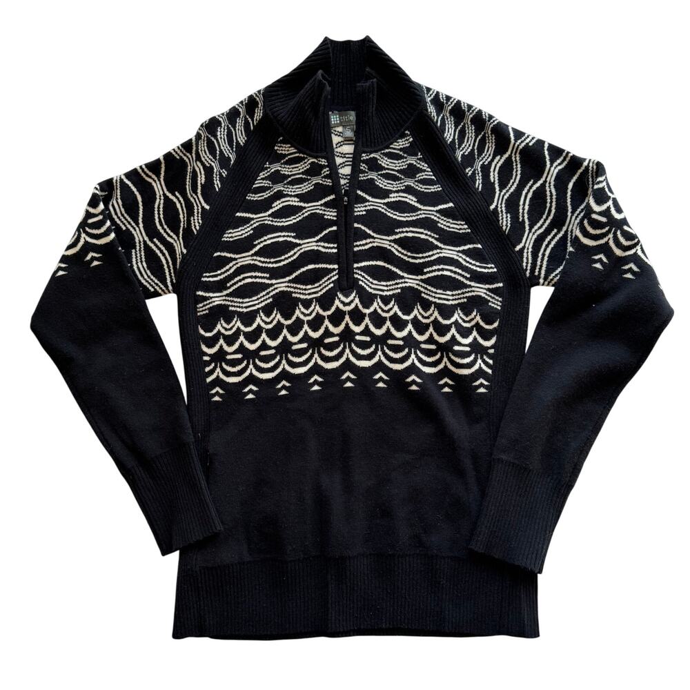 Title nine Super Power 1/4 Zip Sweater black Small Wool